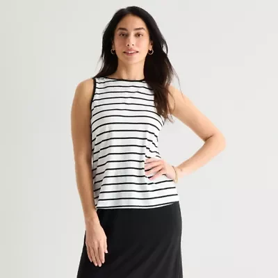 St. John's Bay Womens Crew Neck Sleeveless Tank Top