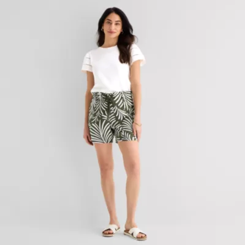 St. John's Bay Womens Round Neck Short Sleeve Blouse