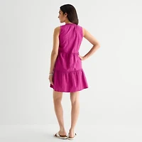 St. John's Bay Womens V Neck Sleeveless A-Line Dress