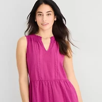 St. John's Bay Womens V Neck Sleeveless A-Line Dress