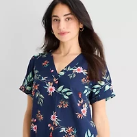 St. John's Bay Womens Short Sleeve Plaid Shift Dress