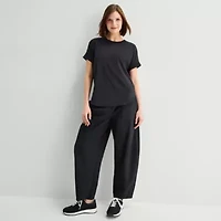 Stylus Woven Dolman Tee\N Womens Crew Neck Short Sleeve T-Shirt