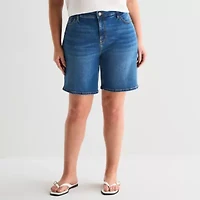 Liz Claiborne Lana Womens 9" Plus Denim Short