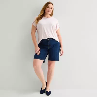 Liz Claiborne Lana Womens 9" Plus Denim Short