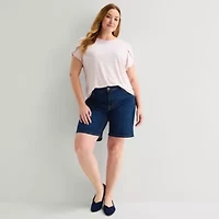 Liz Claiborne Lana Womens 9" Plus Denim Short