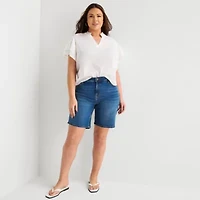 Liz Claiborne Lana Womens 9" Plus Denim Short