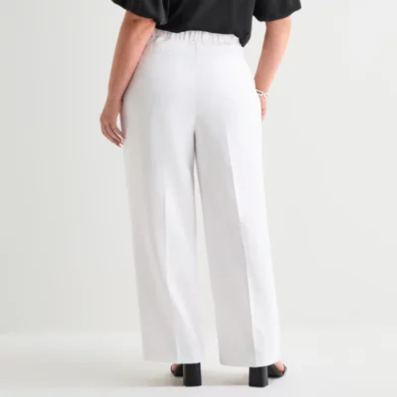 Liz Claiborne Charlotte Womens Plus Wide Leg Mid Rise Trouser