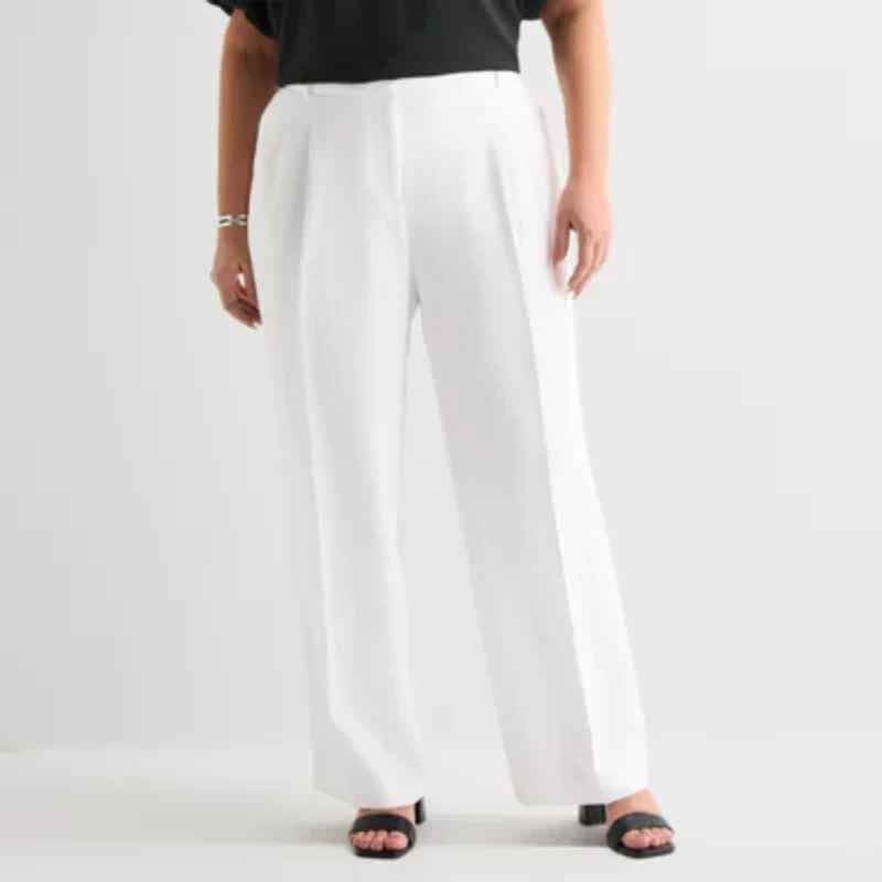 Liz Claiborne Charlotte Womens Plus Wide Leg Mid Rise Trouser
