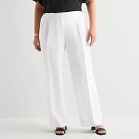 Liz Claiborne Charlotte Womens Plus Wide Leg Mid Rise Trouser
