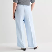 Liz Claiborne Linen Womens Plus Pull-On Pant