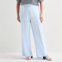 Liz Claiborne Linen Womens Plus Pull-On Pant