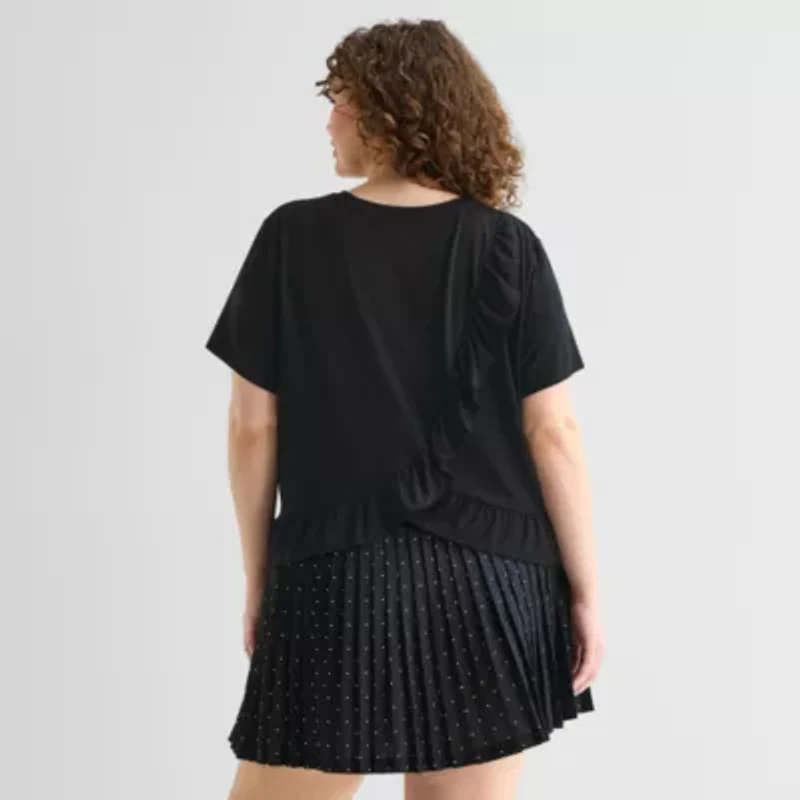 Xersion Ruffle Womens Active Plus T-Shirt