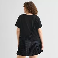 Xersion Ruffle Womens Active Plus T-Shirt