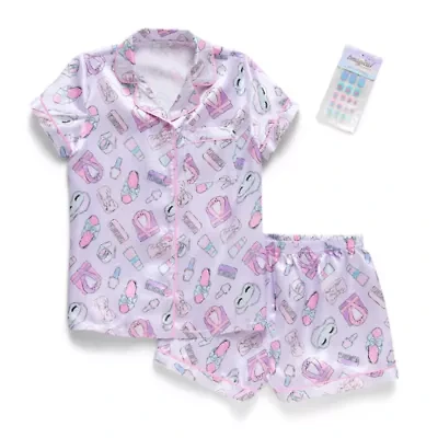 Btween Little & Big Kid Girls Satin Short Sleeve 2-pc. Pajama Sets
