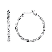 Sterling Silver Textured Hoop Earrings
