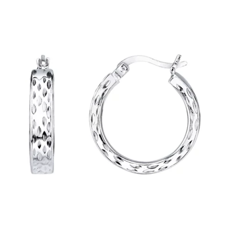 Sterling Silver Wide Textured Hoop Earrings