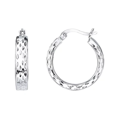 Sterling Silver Wide Textured Hoop Earrings