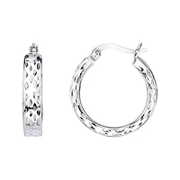 Sterling Silver Wide Textured Hoop Earrings