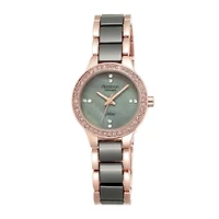 Armitron® Now® Womens Crystal-Accent Gray Ceramic/Rose-Tone Bracelet Watch