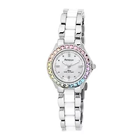 Armitron® Now® Womens Crystal-Accent White Ceramic/Silver-Tone Bracelet Watch