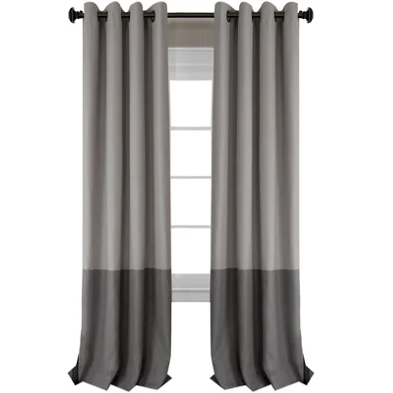 Elrene Home Fashions Braiden Color Block Grommet Top Blackout Single Curtain Panel