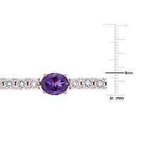 Womens Genuine Purple Amethyst 18K Rose Gold Over Silver Tennis Bracelet