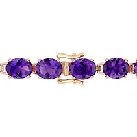 Womens Genuine Purple Amethyst 18K Rose Gold Over Silver Tennis Bracelet