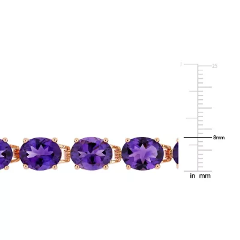 Womens Genuine Purple Amethyst 18K Rose Gold Over Silver Tennis Bracelet