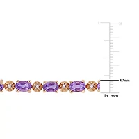 Womens Diamond Accent Genuine Purple Amethyst 18K Rose Gold Over Silver Tennis Bracelet