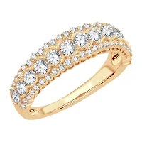 Womens 1 1/ CT. T.W. Natural White Diamond 10K Gold Anniversary Band