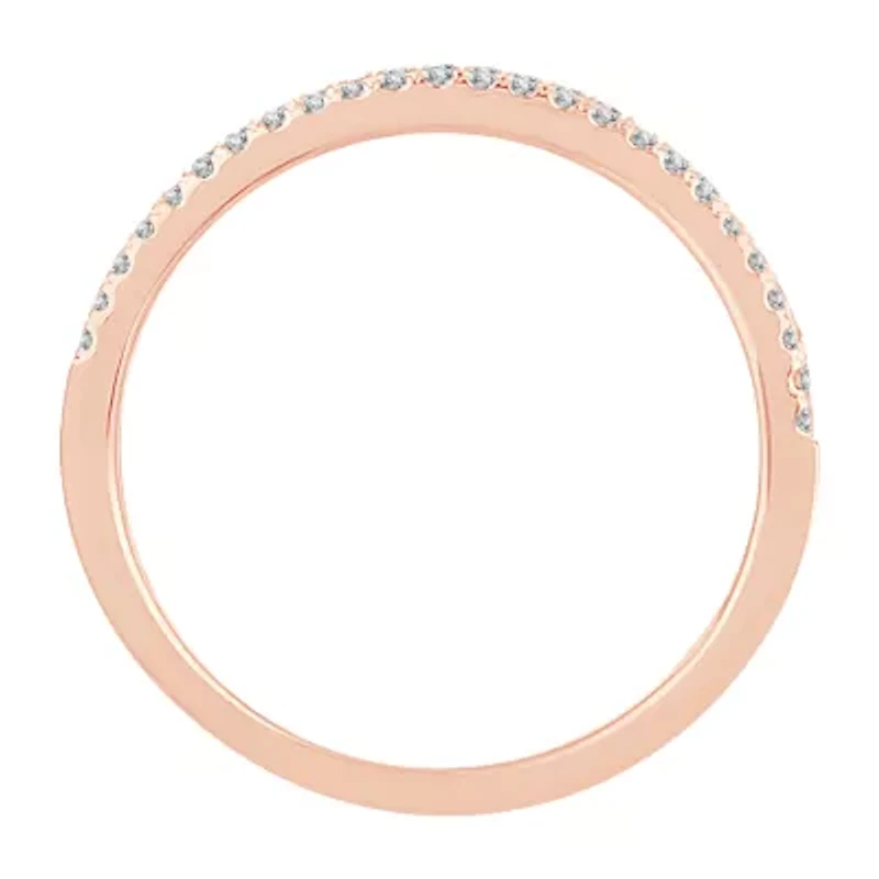 Womens 1/5 CT. Natural White Diamond 10K Rose Gold Anniversary Wedding Band