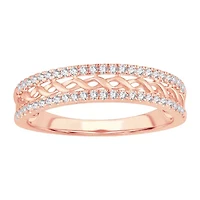 Womens 1/5 CT. Natural White Diamond 10K Rose Gold Anniversary Wedding Band