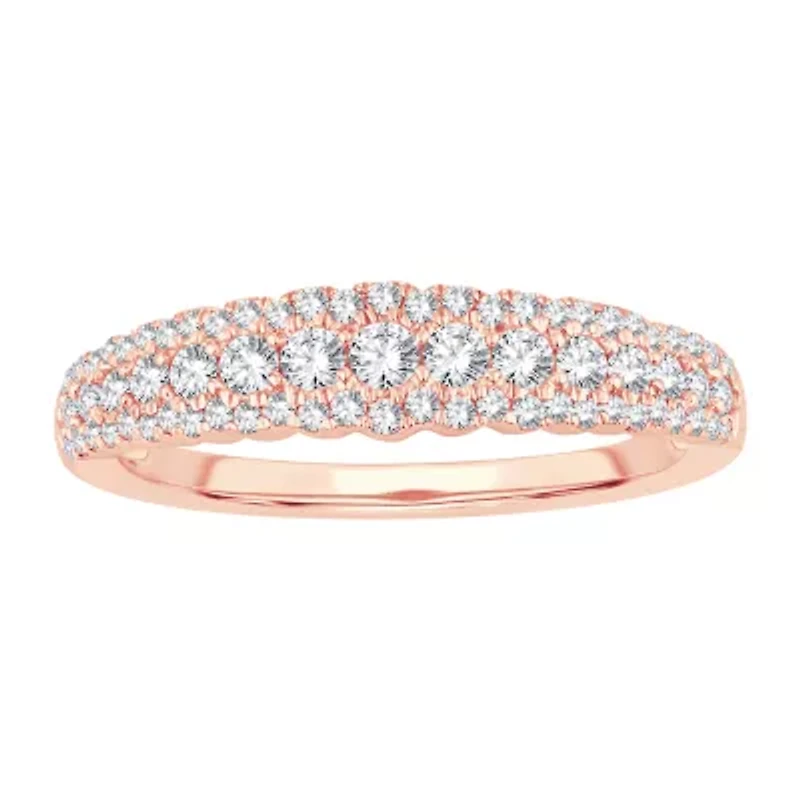Womens 1/ CT. T.W. Natural White Diamond 10K Rose Gold Anniversary Wedding Band