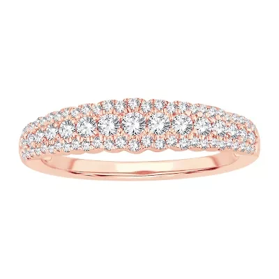 Womens 1/ CT. T.W. Natural White Diamond 10K Rose Gold Anniversary Wedding Band