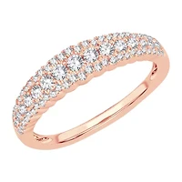 Womens 1/ CT. T.W. Natural White Diamond 10K Rose Gold Anniversary Wedding Band