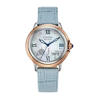 Citizen Disney Cinderella Princess Womens Blue Leather Strap Watch Em0798-02d