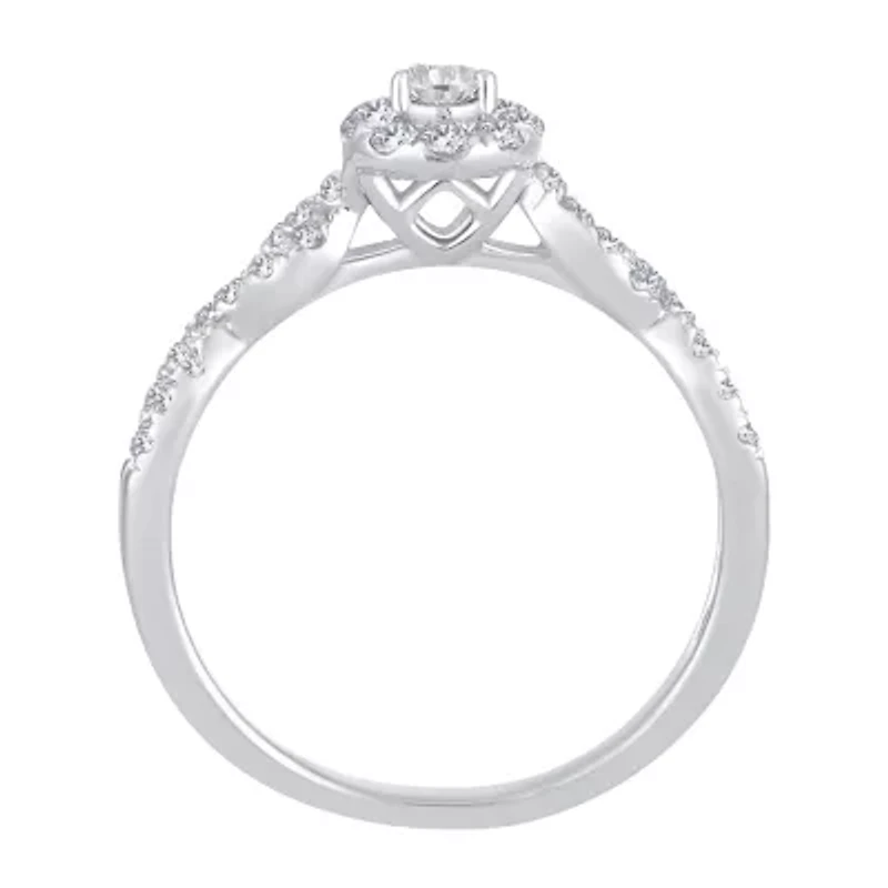 Womens 1/2 CT. T.W. Natural White Diamond 10K Gold Pear Engagement Ring