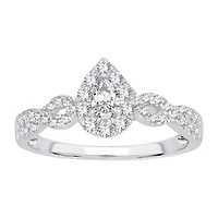 Womens 1/2 CT. T.W. Natural White Diamond 10K Gold Pear Engagement Ring