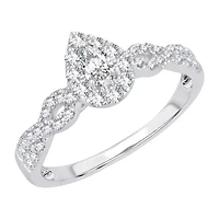 Womens 1/2 CT. T.W. Natural White Diamond 10K Gold Pear Engagement Ring