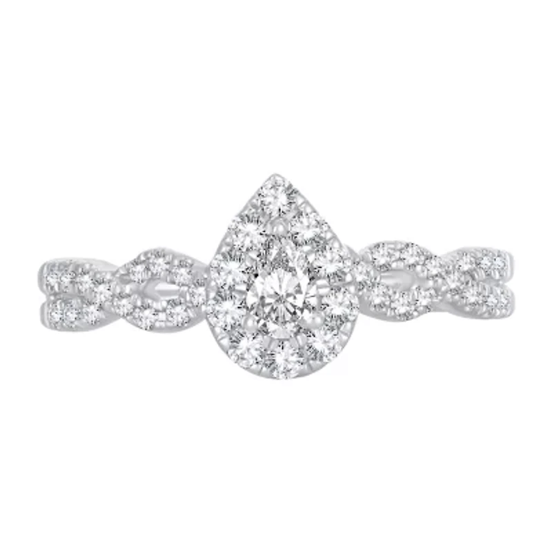 Womens 1/2 CT. T.W. Natural White Diamond 10K Gold Pear Engagement Ring