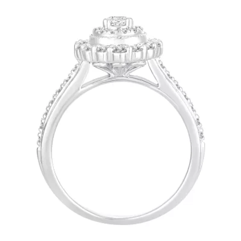 Womens 5/8 CT. T.W. Natural White Diamond 10K Gold Pear Engagement Ring