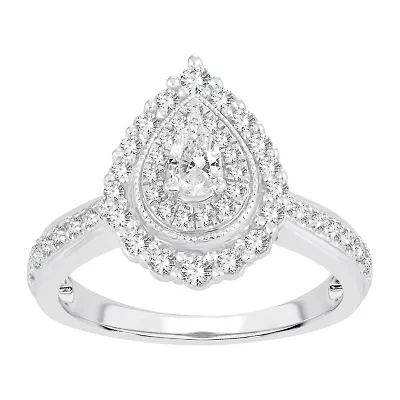Womens 5/8 CT. T.W. Natural White Diamond 10K Gold Pear Engagement Ring