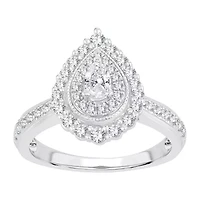 Womens 5/8 CT. T.W. Natural White Diamond 10K Gold Pear Engagement Ring