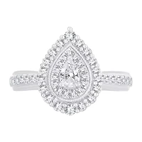 Womens 5/8 CT. T.W. Natural White Diamond 10K Gold Pear Engagement Ring