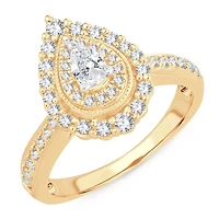 Womens 5/8 CT. T.W. Natural White Diamond 10K Gold Pear Engagement Ring