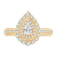 Womens 5/8 CT. T.W. Natural White Diamond 10K Gold Pear Engagement Ring