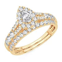 Womens 1 CT. T.W. Natural White Diamond 10K Gold Pear Bridal Set