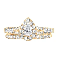 Womens 1 CT. T.W. Natural White Diamond 10K Gold Pear Bridal Set