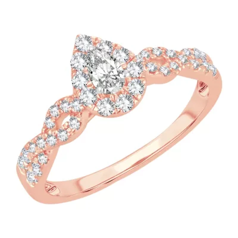 Womens / CT. T.W. Natural White Diamond 10K Rose Gold Pear Engagement Ring