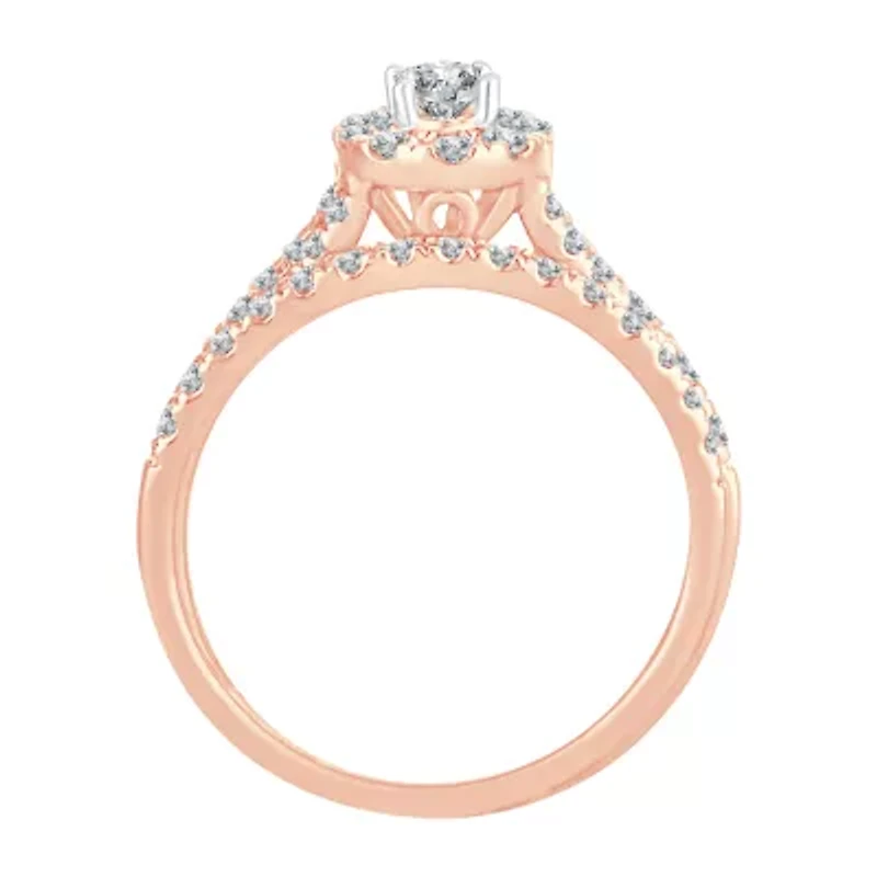 Womens 1/ CT. T.W. Natural White Diamond 10K Rose Gold Oval Bridal Set